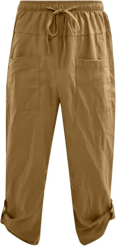 Vista 4 de EELHOE White Linen Pants for Men Relaxed Fit Lightweight Casual Drawstring Waist Wide Leg Breathable Pants Plus