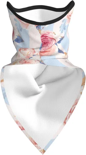 Vista 3 de Bufanda con estampado de rayas de flores, protección UV, pasamontañas, resistente al viento, bandana para deportes al aire libre, transpirable