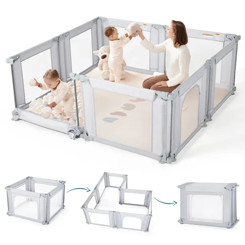 Vista 9 de Sweeby Corralito para bebés, corralitos plegables para bebés y niños pequeños con puerta, corralito grande con puerta de juego para valla de bebé