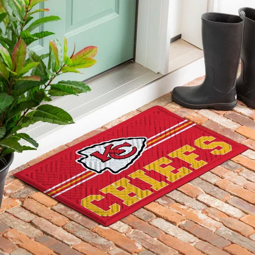 Vista 2 de Team Sports America Tapete de entrada de la NFL 28 x 16 pulgadas Escotilla cruzada en relieve Parte trasera antideslizante Decoración