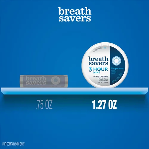 Vista 4 de BREATH SAVERS Latas de mentas sin azúcar con sabor a menta, 1.27 oz (8 unidades)
