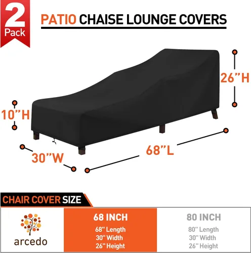 Vista 2 de Arcedo Funda para Silla de Descanso de Exterior Paquete de 2, Funda Impermeable para Muebles de Patio para Piscina y Playa Exterior, Protección