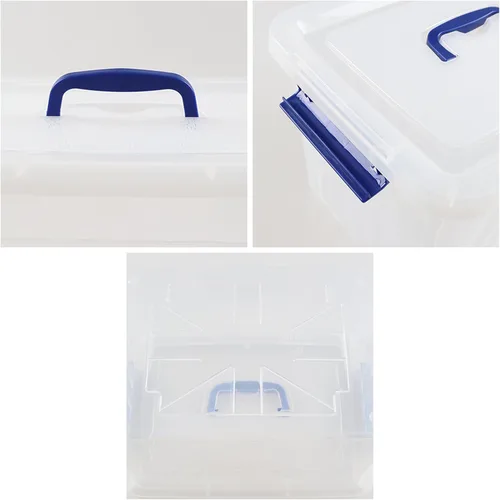 Vista 2 de Anbers Contenedor de plástico transparente de 12 cuartos de galón con tapa, caja de pestillo con asa, juego de 1