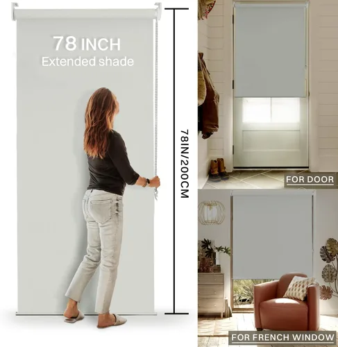 Vista 5 de Persiana enrollable 100 % opaca Protección UV Tela de fácil cuidado Persiana enrollable para ventanas y puertas Persiana desplegable