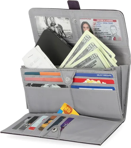 Vista 2 de Mundi - Cartera File Master con bloqueo RFID para mujer, con bolsillo para cambio