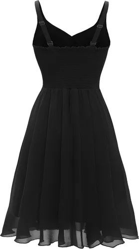 Vista 2 de Dressever Vestido de cóctel de verano con cuello en V y tirantes delgados ajustables de gasa