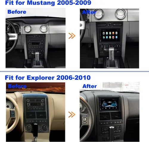 Vista 2 de QLED 8-Core para Ford Mustang 2005-2009 Explorer 2006-2010 Radio Actualización Carplay Android Auto pantalla táctil estéreo cámara trasera libre