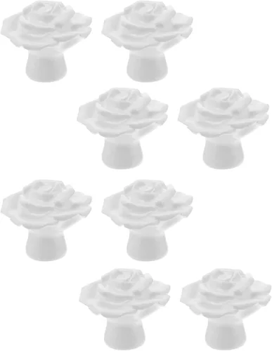 Vista 10 de LIFKOME 8 tiradores de rosas de cerámica para gabinete, pomos de armario para cajones, pomos de puerta de flores de rosas florales, pomos
