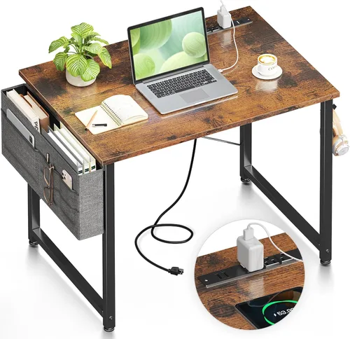 Vista 9 de Casaottima Escritorio pequeño de 40 pulgadas para computadora con 4 cajones de tela, moderno escritorio de PC para espacios pequeños, escritorio