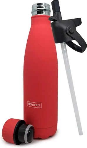 Vista 54 de NERTHUS FIH 712 - Botella aislada de doble pared para diseño frío y caliente, acero inoxidable, 11.8 fl oz, sin BPA, 18/8, color azul bebé