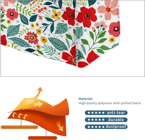 Vista 5 de Funda para batidora de pie floral con bolsillos, acolchada a prueba de polvo, compatible con KitchenAid de 5 a 8 cuartos de galón, Hamilton Beach