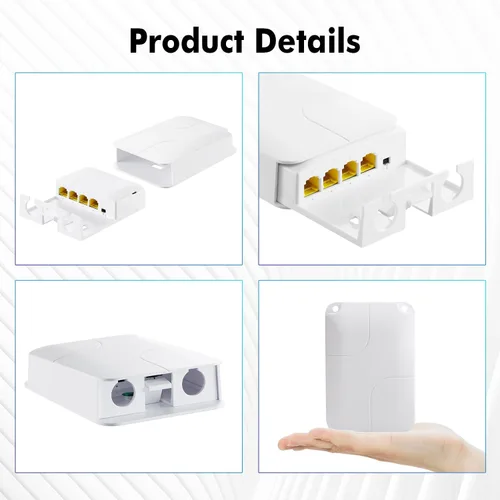Vista 6 de MokerLink - Extensor PoE Gigabit de 4 puertos para exteriores, repetidor IEEE 802.3 af/at, 10/100/1000 Mbps, 1 en 3 salidas, interruptor de paso POE