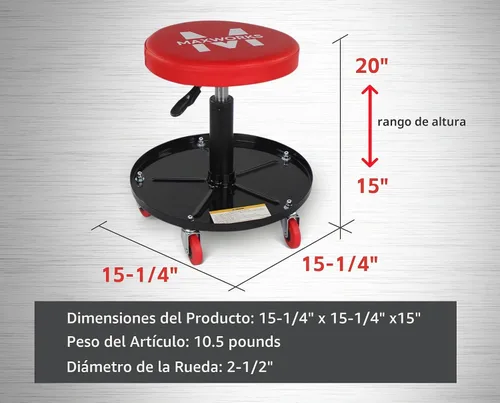Vista 3 de MaxWorks 80771 Asiento neumático de rodillo/rastrillo con altura ajustable - Capacidad de 300 libras