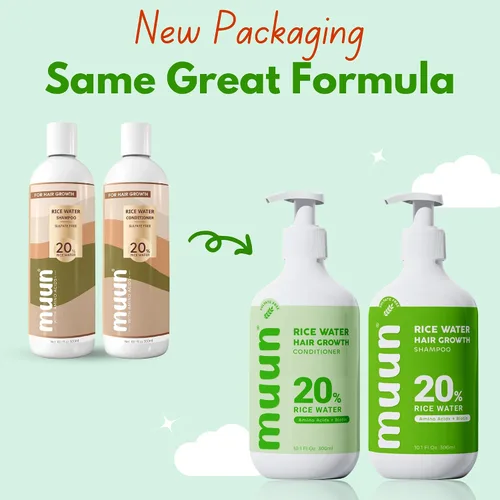 Vista 2 de Muun Champú y acondicionador de agua de arroz para el crecimiento del cabello, regeneración, adelgazamiento del cabello y anti pérdida de cabello