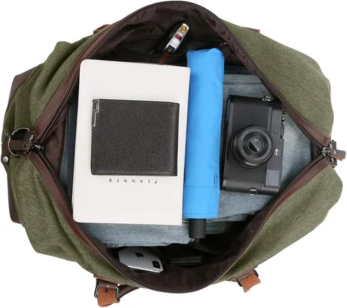 Vista 5 de Wohlbege Bolso de viaje de gran capacidad para hombre, bolso cruzado de fin de semana, bolso de mensajero de hombro para hombre, bolso de lona