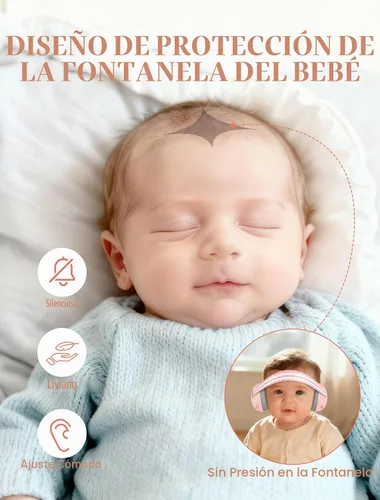 Vista 5 de Audífonos para bebé, 2 en 1, protección contra el ruido para bebés de 0 a 48 meses Rosa