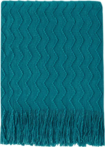 Vista 44 de Bourina Manta de punto decorativa con textura, unicolor y suave, para sofá, 50 x 60 pulgadas, almendra Knitted Throw Blanket 50x60 Inches, Soft