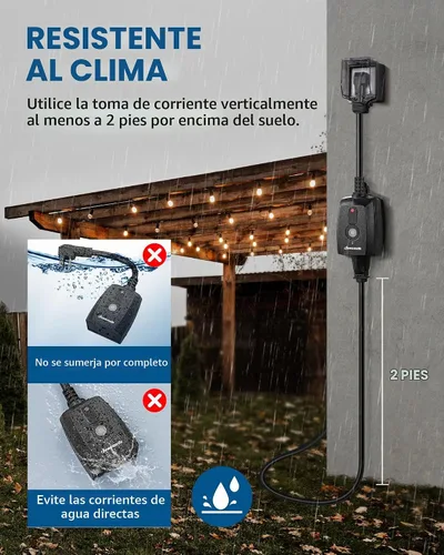 Vista 4 de DEWENWILS Toma de control remoto para exteriores para decoración navideña, interruptor de control remoto inalámbrico de 125 V 15 A, 1 control