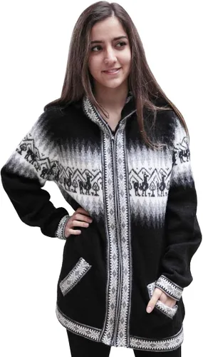 Vista 2 de Little Llamas - Sudadera con capucha de lana de alpaca