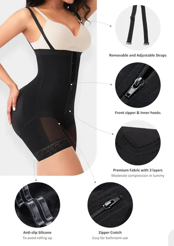 Vista 6 de Fajas colombianas moldeadoras para mujer, posparto, control de abdomen, levantamiento de glúteos, moldeador de cuerpo