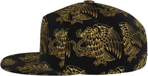 Vista 3 de Sombreros planos de águila mexicana para hombre, sombreros Snapback para hombre, gorra de camionero, gorra de béisbol para juegos, ala ajustable