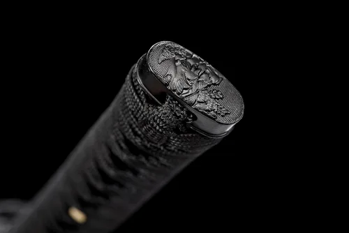 Vista 7 de Espada japonesa samurái negra Katana espadas forjadas a mano