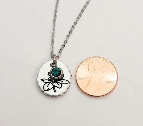 Vista 7 de Birth Month Flower and Birthstone Necklace