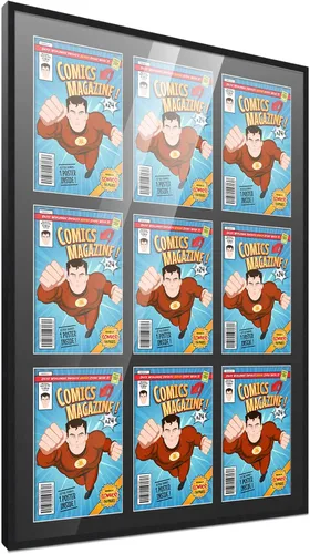 Vista 51 de Poster Palooza Marco de cómic con paspartú para 1 cómic de la Edad de Bronce publicado entre 1970 y 1985, marco de cómic negro para cómic de 7.25 x