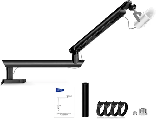 Vista 8 de NEEWER Soporte de micrófono de escritorio, soporte de micrófono de mesa ajustable con clip y adaptador de 3/8 a 5/8 pulgadas compatible con Blue