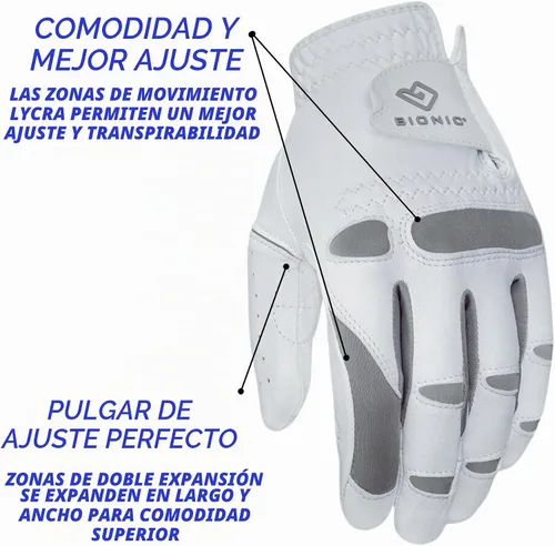 Vista 3 de Bionic. Guantes para hombre. Para golf fabricado con piel de Cabretta duradera y genuina.
