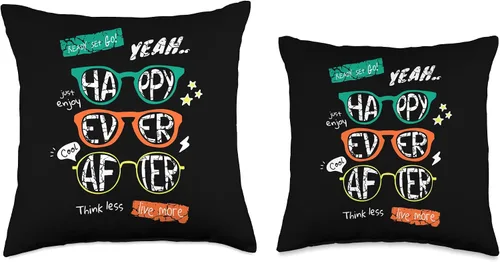 Vista 3 de Happy Ever After - Ready Set Go, Think Less Live More Throw Pillow