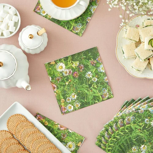 Vista 2 de Juvale Servilletas de papel de margarita, papel de seda absorbente de 2 capas, decoración de fiesta de jardín y despedida de soltera, servilletas