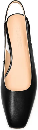 Vista 3 de Zapatos de tacón bajo grueso de piel mate con punta cuadrada para mujer, 1.5 pulgadas