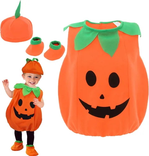 Vista 2 de Disfraz de calabaza de Halloween para bebés y niños pequeños ropa de fiesta de cosplay