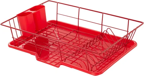Vista 8 de Sweet Home Collection - Juego de escurridor de platos de 3 piezas que ahorra espacio: Organizador de cocina eficiente para secado rápido y Beige