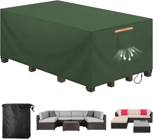 Vista 11 de Funda para silla de mesa redonda de 70 pulgadas, impermeable, 420D, resistente, resistente al viento, funda protectora para muebles de exterior Negro