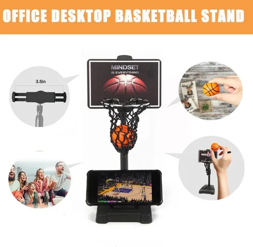 Vista 2 de GYSH - Mini aro de baloncesto de escritorio para oficina, pequeño juguete de baloncesto de mesa, juguetes de escritorio para oficina para adultos