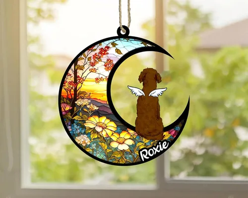 Vista 619 de LOVELYPOD Adorno de Navidad personalizado para perro Basset Hound (marrón) Basset Hound (marrón) adorno para atrapasoles de perro, razas de perros