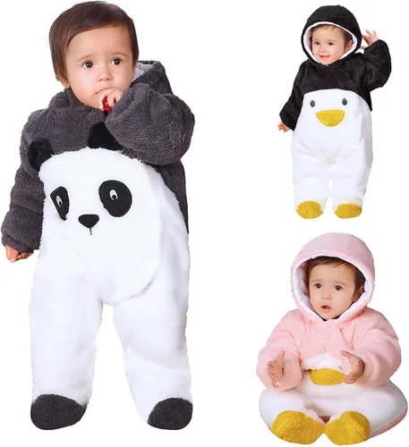 Vista 4 de Gaorui Traje de bebé recién nacido abrigo con capucha ropa de invierno body de dibujos animados