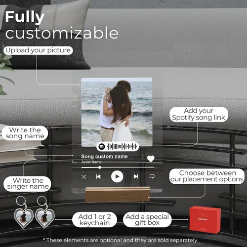 Vista 2 de EGD Placa de acrílico personalizada de Spotify para novio y novia, elige tu foto favorita y canción para regalos únicos para mamá papá, regalos