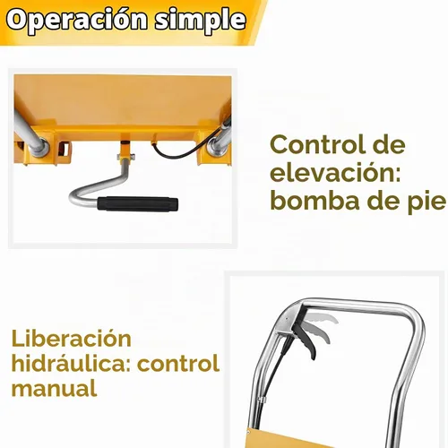 Vista 2 de APOLLO Carro de Mesa Elevatoria Manual con Tijeras Dobles, Plataforma Hidráulica con Capacidad de 798 kg, Altura de Elevación de 150 cm 1760 libras