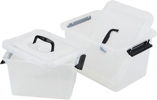 Vista 8 de Ggbin Caja de almacenamiento de plástico transparente con asa, contenedor de almacenamiento con tapa