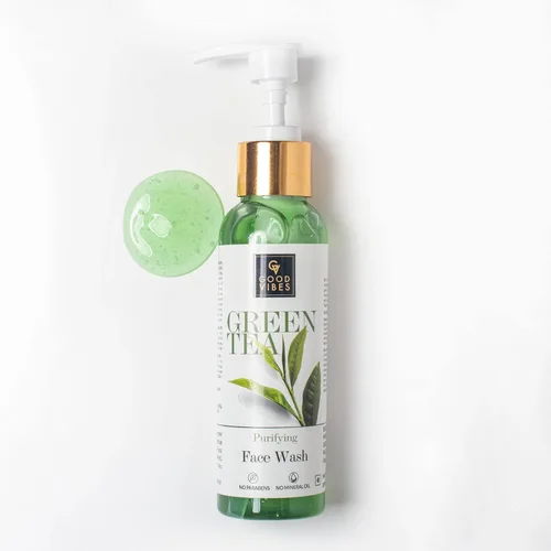 Vista 9 de Good Vibes Green Tea Face Wash Anti acné Limpieza profunda Antioxidantes Rico Limpiador Facial para todo tipo de piel Natural, sin parabenos ni