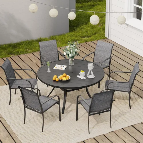 Vista 53 de VICLLAX Juego de 2 sillas de patio pequeñas para exteriores, juego de sillas apilables para patio y mesa de comedor cuadrada para porche delantero