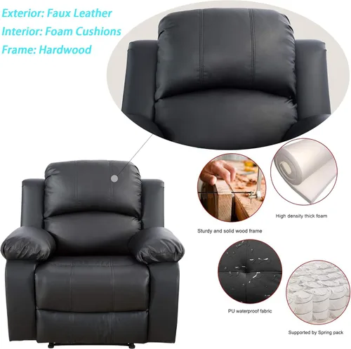Vista 3 de A Ainehome Juego de sofá reclinable para sala de estar, sofá reclinable, sofá biplaza, asiento reclinable de movimiento manual, asiento de cine