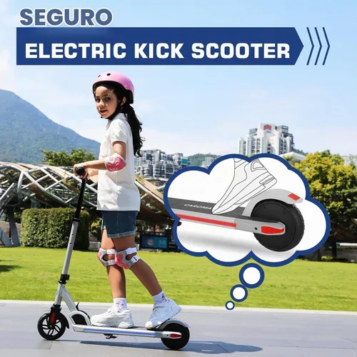 Vista 7 de [Usado] Caroma E35 Kids Electric Scooter for Ages 8-12, 150W Motor Up to 7 Miles Range & 10 MPH Speed, LED Display, Colorful Rainbow Lights Rojo