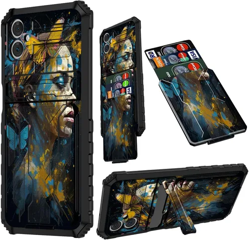 Vista 97 de Funda para Samsung A13 5G, Galaxy A13 5G con tarjetero desmontable atril resistente a prueba de golpes funda protectora para Samsung Galaxy A13 Gato