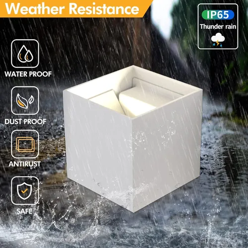 Vista 4 de Mille Lucciole Paquete de 2 lámparas de pared para exteriores de 12 W, para exteriores e interiores, apliques de pared LED blancos modernos, IP65