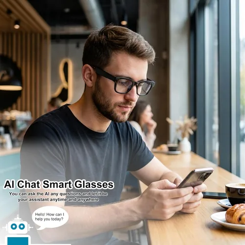 Vista 7 de Lentes inteligentes AI con lentes de cambio de color, gafas Bluetooth para hombres y mujeres con traducción más de 160 idiomas asistente de voz
