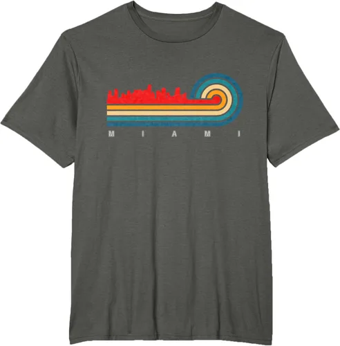 Vista 6 de Camiseta Retro City of Miami Florida, Negro